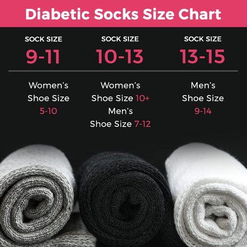 Debra Weitzner Diabetic Socks For Men and Women Loose Fit Non-Binding Cotton Crew Socks 6 Pairs