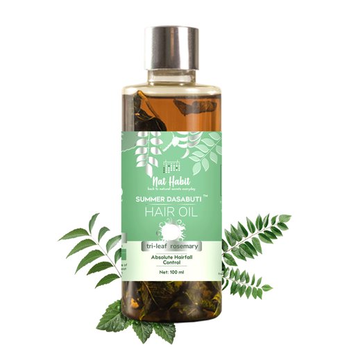 Nat Habit Tri-Leaf Rosemary Hair Oil For Men & Women, Nourishing Formula, Suitable For All Hair Types, Free From Paraffin, Mineral Oil, Preservatives & Chemicals, 100ml