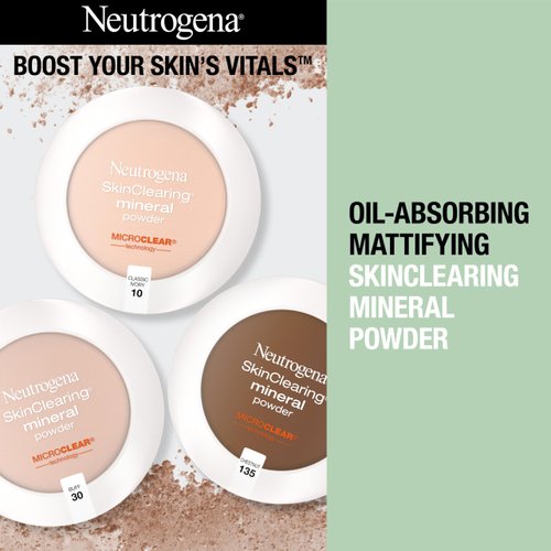 Neutrogena SkinClearing Mineral Acne-Concealing Pressed Powder Compact, Shine-Free & Oil-Absorbing Makeup with Salicylic Acid to Cover, Treat & Prevent Breakouts, Natural Beige 60,.38 oz (Pack of 2)