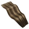 YoungSee Wire Hair Extensions Brown Balayage Wire Human Hair Extensions Adjustable Fish Line Real Human Hair Extensions Balayage Chocolate Brown Mix Caramel Blonde Balayage Hair Piece 18Inch 80G