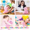 Pink Happy Birthday Dinosaur Stuffed Animal, 11.8'' Kawaii Soft Dino Plush Toys, Dinosaur Plushir Birthday Gift for Her Girls Boys Girlfriend, Valentine Day, Sweet Romantic Anniversary Christmas Gift
