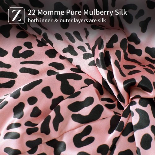 ZIMASILK 22 Momme 100% Mulberry Silk Bonnet for Sleeping & Women Hair Care, Highest Grade 6A Silk hair wrap for sleeping with Premium Elastic Stay On Head (1Pc, Leopard Black/Pink)