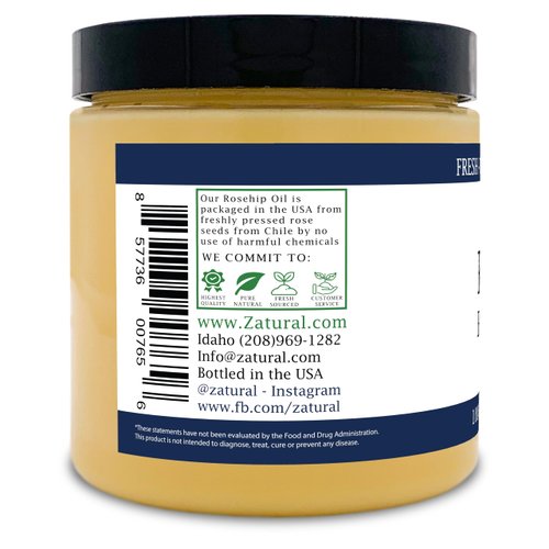 Zatural Organic Seed ROSEHIP BUTTER w/ Virgin Shea (8 oz)- Pure Vitamin C for the Face, Hair & Body | Soothe, Heal | Safe for all ages (8 oz)
