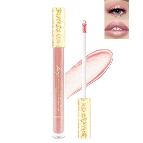 Glitter Shimmer Lip Gloss-1Pcs Matte Velvet Finish Shiny Lipstick, High Pigment Waterproof Eyeshadow,Long Lasting Non-Stick Cup Lip Tint Stain Lip Glaze,Thanksgiving Makeup Gift for Women-10 Nude Pink