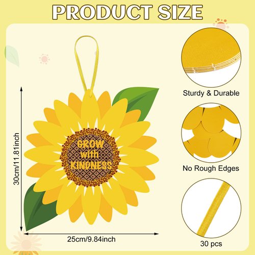 Patelai 30 Sets Be Kind Sunflower Craft Kit for Kids DIY Religious Kindness Sunflower Craft Bulk Make Your Own Sunflower Sunday School Craft for Kids Summer Spring Fun Home Classroom Activities