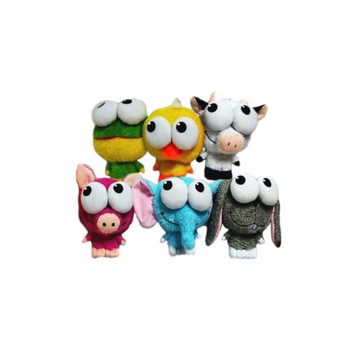 Multipet International 36306 5.5" Big Eyez Squeaky-Eyed Animals Dog Toy Assorted Styles