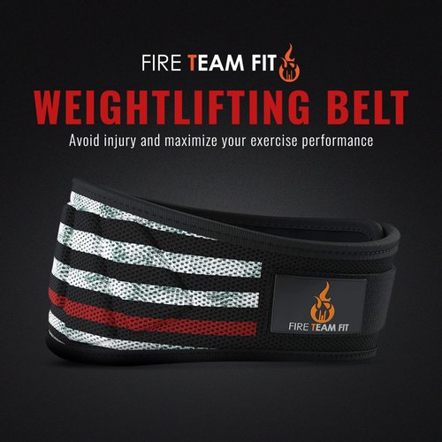 Fire Team Fit Weightlifting Belt, Weight Belt, Weight Lifting Belt for Men and Women, 6 Inch, Back Support for Lifting, Squat and Deadlifting Belt (Red Line, 27" - 32" Around Navel, X-Small)