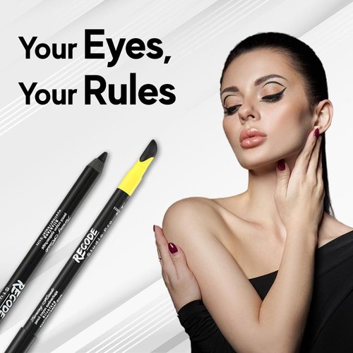 Recode Turning Heads Crayon Gel Eyeliner Pencil comes with Smudger on other side, longlasting, Water-proof & smudge-proof Formula, Black, 1.2gm