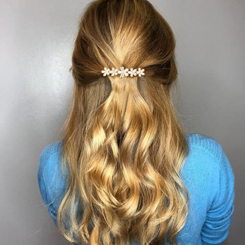 2Pcs Gold Flower Opal Hair Clips Engagement Birthday Decorative Accessories Gold Sparkly Wedding Barrettes Fancy Hair Pins Valentines Wedding Prom for Women Girls Thick Fine Hair,Clips and Barrettes