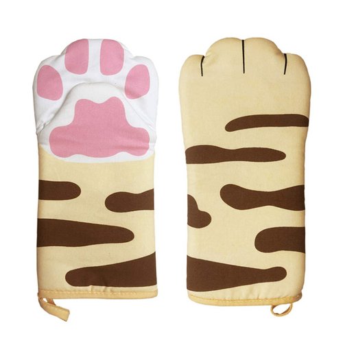 Oven Mitts Kitchen Cooking Baking Heat Resistant Cat Glove, 1 Pair Claw