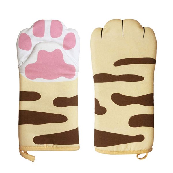Oven Mitts Kitchen Cooking Baking Heat Resistant Cat Glove, 1 Pair Claw