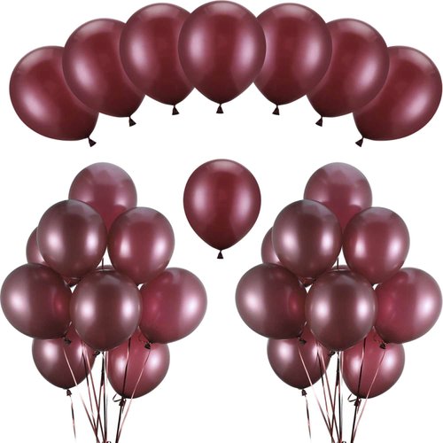 Burgundy Balloons 100 Pack 12 Inch Latex Party Balloons Burgundy Wine Red Balloons Latex Balloons for Weddings, Birthday Party, Bridal Shower, Party Decoration (Burgundy, 12 Inch)
