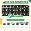 DIY Lash Extension Kit KEYYOU 144pcs Lash Clusters Eyelash Extension Kit with Mascara Brush Bond and Seal Lash Glue Remover Lash Applicators Lash Brush Clean Pad for DIY Lash Extensions (Y02 Kit)