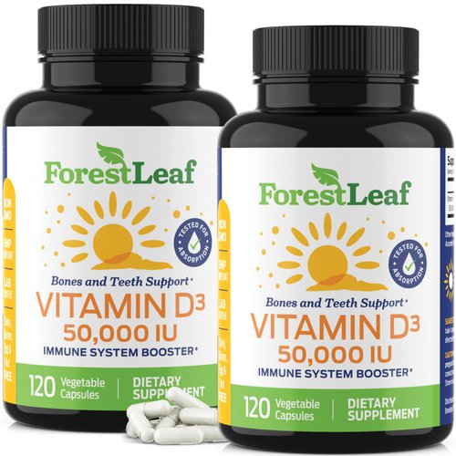 ForestLeaf - Vitamin D3 IU Weekly Supplement - Vitamin D Capsules for Bones, Teeth, and Immune Su...