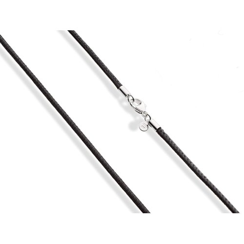 Miabella Genuine 2mm Black or Brown Italian Leather Cord Chain Necklace for Men Women with 925 Sterling Silver Clasp Made in Italy (Black, 16)