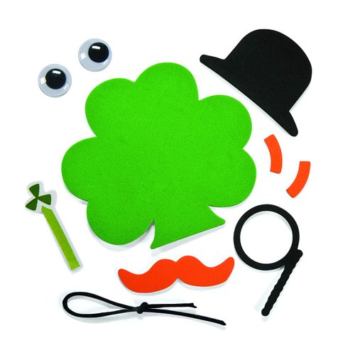 Shamrock with Mustache Ornament Craft Kit - Makes 12 - St. Patricks Day Crafts for Kids and Fun Home Activities