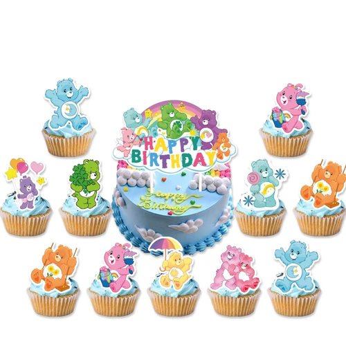 25pcs cute bear Birthday Party Supplies,The cute bear Birthday Party Cupcake Toppers for Kids Gift Birthday Party Favors