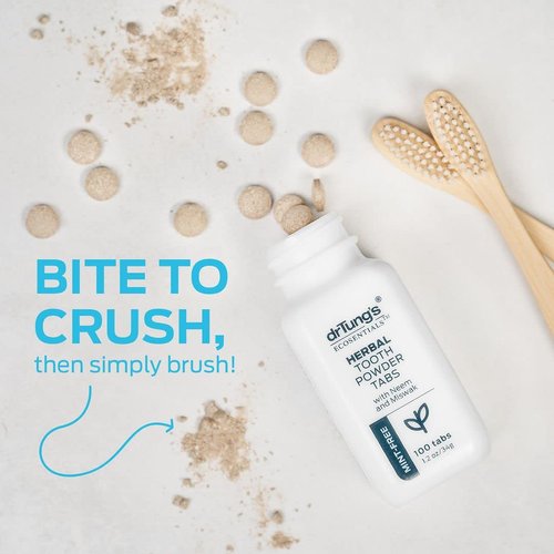 DrTung’s Herbal Toothpaste Tablets – Fluoride Free Toothpaste Tabs, Travel Size Toothpaste, TSA Compliant, Vegan, Plastic Free, Chewable Tablets – Spearmint (100 Tabs)