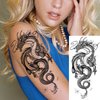 TASROI 8 Sheets Cool Dragon Temporary Tattoos For Men Women Adults, Black Realistic Dragon Tattoo Sticker Half Arm Sleeve, Waterproof Tribal Totem Fake Tattoos That Look Real and Long Lasting Set Kit