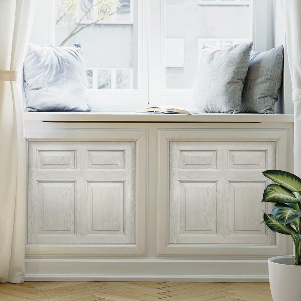 RoomMates RMK12005WP White Beveled Wood Paneling Peel and Stick Wallpaper, Roll