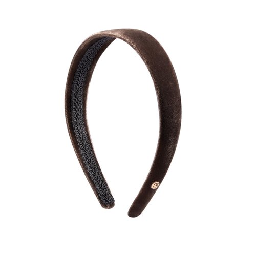 EVITA PERONI Thin Brown Velvet Headbands for Women Fashion Headband No Slip Soft Hairband Comfortable HairBands for Women Girls Winter Hair Accessories
