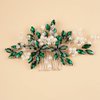 BERYUAN Wedding Pearls Crystal Rhinestone Hair Comb Pearls Crystal Flowers Bride Headpiece Dark Green Crystal Pearls Wedding Hair Accessories Handmade Wedding Hairband for Wedding Women and Girls