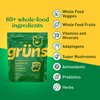Gruns Adults Super Greens Gummies, Multivitamin Superfood Gummy Bears, Spirulina, Chlorella, Prebiotics & Fiber Gummies for Digestive Health, Adaptogens Supplement, 20 Vitamins & Minerals, 10 Count