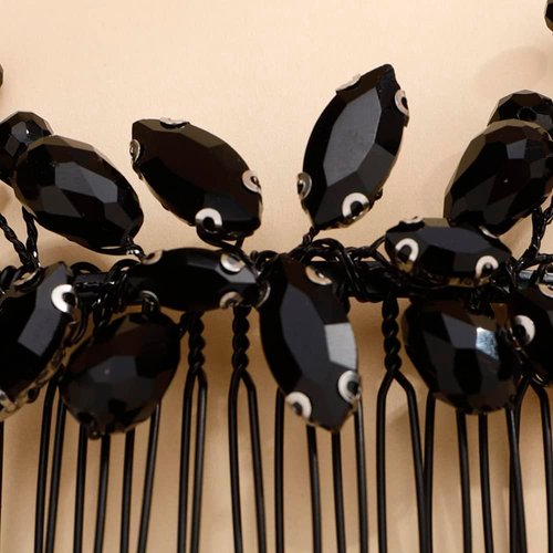 Rumtock Gothic Black Rhinestones Hair Comb Women Girls Handmade Hair Piece Wedding Bridal Side Headpiece Banquet (Black)