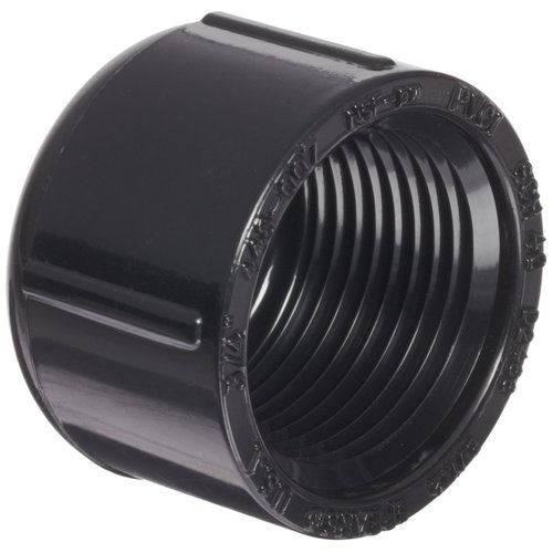 Spears 448-B Series PVC Pipe Fitting, Cap, Schedule 40, Black, 3/4" NPT Female