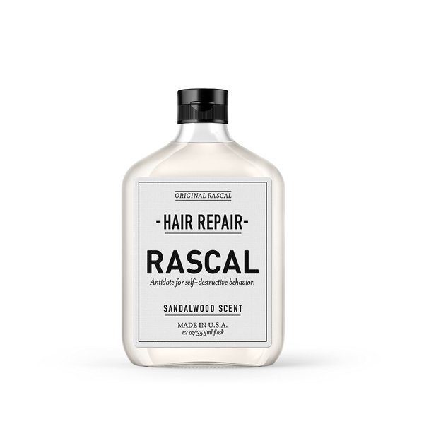 Rascal Hair Repair for Men - Premium Natural Conditioner for Men's Hair, Repairs Dry and Damaged Hair, Smoothing and Moisturizing Conditioner for Frizz Control, Natural Sandalwood Scent - 12 Fl Oz