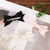 3pcs Bow Knot Hair Clips, Black Pink Off White Bow Tie Barrettes Smooth Satin Kawaii Ribbon Clips Multi-Layer Design Bow Clips Hair Accessories for Women Girls (3.35x1.65 inch)