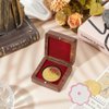 FINGERINSPIRE Single Wood Challenge Coin Presentation Display Gift Box with Dark Red Velvet Inside 40mm Coin Storrage Box Magnetic Clasp Medal Display Case Commemorative Coin Holders for Collectors
