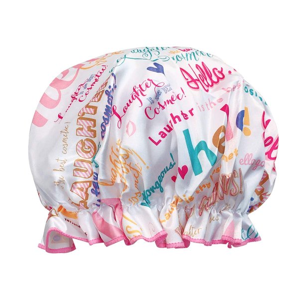 allydrew Reusable Women's Waterproof Shower Caps for Long Hair, Hello Laughter