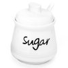Swetwiny Ceramic Sugar Bowl with Lid and Spoon, 12 Ounces Porcelain Sugar Jar Sugar Dispenser, Sugar Container for Home and Kitchen Decor (White)