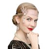 Cizoe Art Deco 1920s Flapper Great Gatsby Leaf Wedding Bridal Tiara Pearl Headpiece Headband(Rose gold)