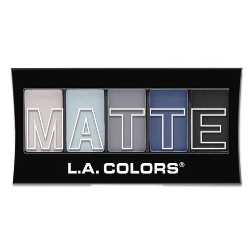L.A. COLORS 5 Color Matte Eyeshadow, Blue Denim, 0.25 oz Powder