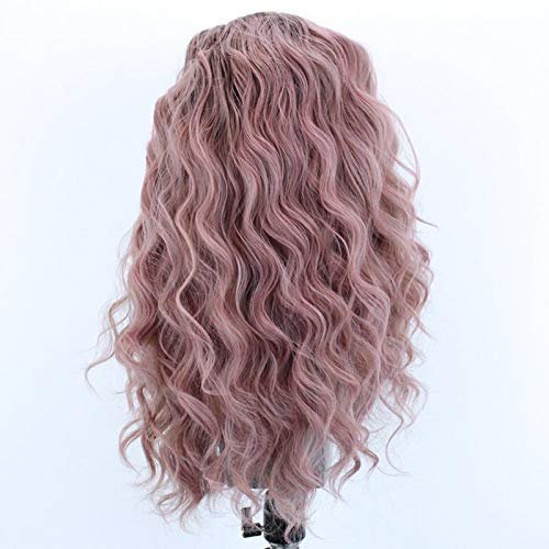 Msthoo Pink Lace Front Wigs for Women Long Curly Wavy Synthetic Wig Clueless Heat Resistant Fiber Hair 24 inches