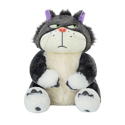 Wmena Cute Cat Plush Toy Cinderella's Cat Lucifer Plush Doll Fun Anime Cat Filled Animal Plush Throw Pillow, Birthday for Boys and Girls,Black,11.8in