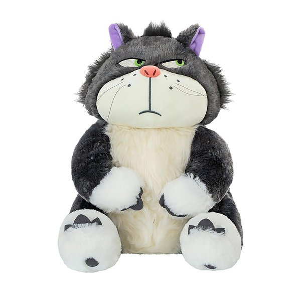 Wmena Cute Cat Plush Toy Cinderella's Cat Lucifer Plush Doll Fun Anime Cat Filled Animal Plush Throw Pillow, Birthday for Boys and Girls,Black,11.8in