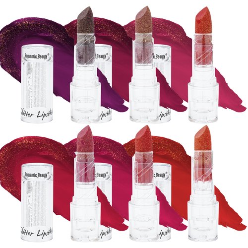 Glam Lux Beauty Bundle, 6 Pcs Glitter Lipstick Set, Metallic Shimmer Long Lasting Lipstick Kit, Nude, Reds, Pinks, As Seen on TikTok