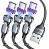 AUFU 16PIN USB C Magnetic Charging Cable (3Pack, 3.3/6.6/6.6ft), 180° Rotation Magnetic Charger Cable/Magnetic USB C Cable/Magnetic Phone Charger/Magnetic Date Charging Cable for Phone/Tablet/Laptop