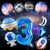 TMCCE 11 PCS Space theme Birthday Party Decoration Astronaut Spaceman Foil Balloons For 3rd Outer Space Birthday Party Supplies (Blue-3rd)