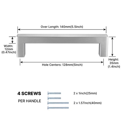 goldenwarm 10 Pack 5 inch, Kitchen Cabinets Handles brushed nickel Drawer Pulls Square Kitchen Cabinets Pulls Modern cabinet handles Stainless Steel