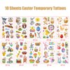 Easter Temporary Tattoos for Kids 10 Sheets Bunny Easter Egg Chicks Cartoon Design Tattoos Stickers Waterproof Fake Tattoos for Easter Day Party Favor Supplies Accessories