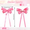 SAWINDA 4PCS Silk Satin Bow Hair Clip with Long Tassel Pink Hair Ribbons Bows for Women Bowknot Hair Barrettes Claw Metal Clips Bowknot Wedding Party Hair Accessories