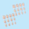 MISUD Press on Nails Short Square Fake Nails Glossy Glue on Nails Nude Ombre Acrylic Nails Squoval Artificial Nails Bling Glitter Stick on False Nails with White French Tip Design 24 pcs