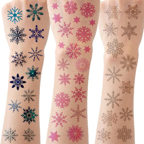 CupaPlay 650PCS+ Snowflake Party Favors Tattoos Temporary Stickers- Winter theme Baby Shower Christmas New Year Party Cosplay Party, Family Party Wedding Birthday Party Decoration Goodie Bags Stuffers