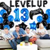 Video Game Birthday Party Set, Level Up 13 Video Game Balloons Controller Balloons Blue Black Stars Aluminum Foil Balloons Kit Decorations (13TH)
