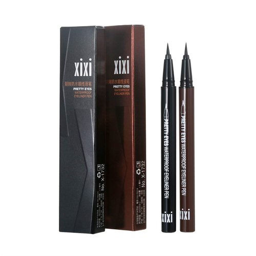 Vtrem 2 Pack Waterproof Liquid Eyeliner: Black/Dark Brown Liquid Eyeliner Pencil Smudge Proof Slim Eyeliner Freckle Pencil Makeup Tools Long Lasting All Day