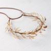 KorViSHOW Gold Leaf Headband Fairy Leaf Crown Wedding Hair Wreath Bamboo Leaf Flower Core Headpiece Bridesmaid Prom Festival Hair Accessories for Women Girls
